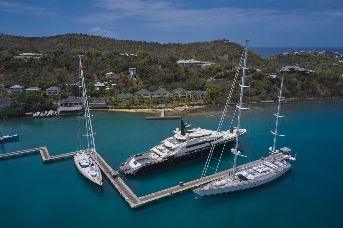 Superyacht Alfa Nero docked in Falmouth Harbour in Antigua. Photo Credit:Bloomberg