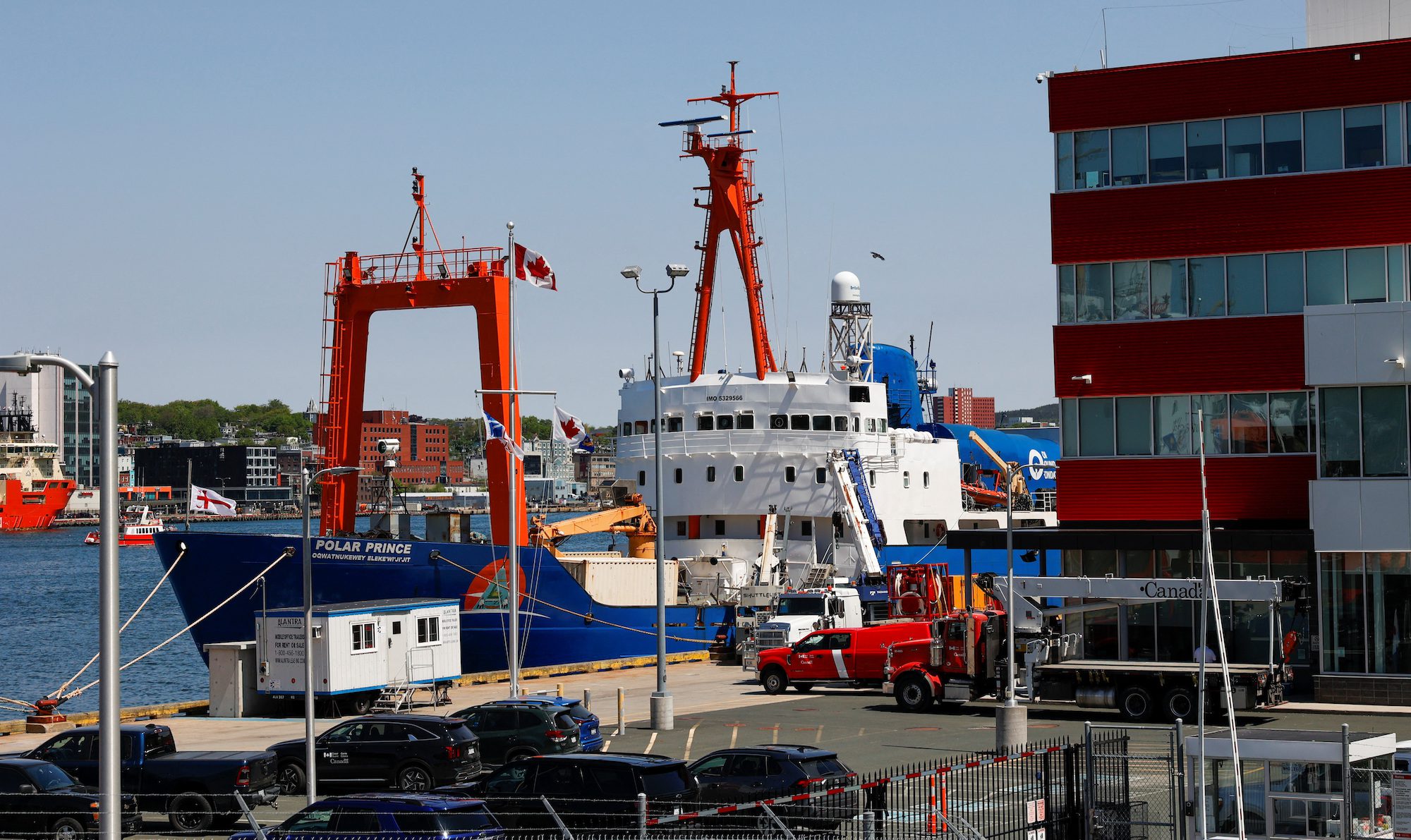 The Polar Prince expedition support vessel is docked at the port of St. John's, following the news of the vehicle's implosion, in Newfoundland, Canada.