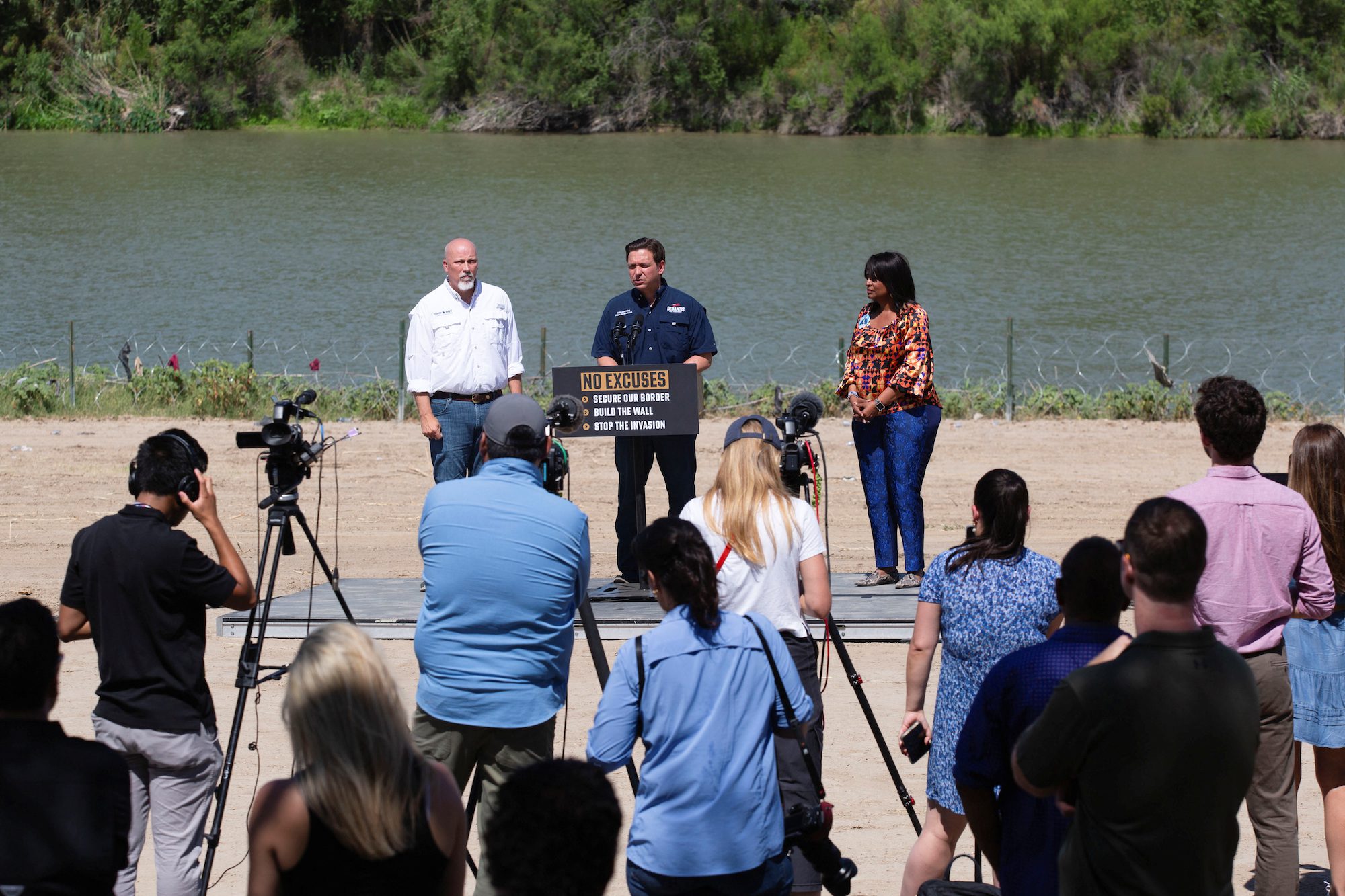 Republican U.S. presidential candidate Florida Gov. Ron DeSantis visits the border community of Eagle Pass, Texas