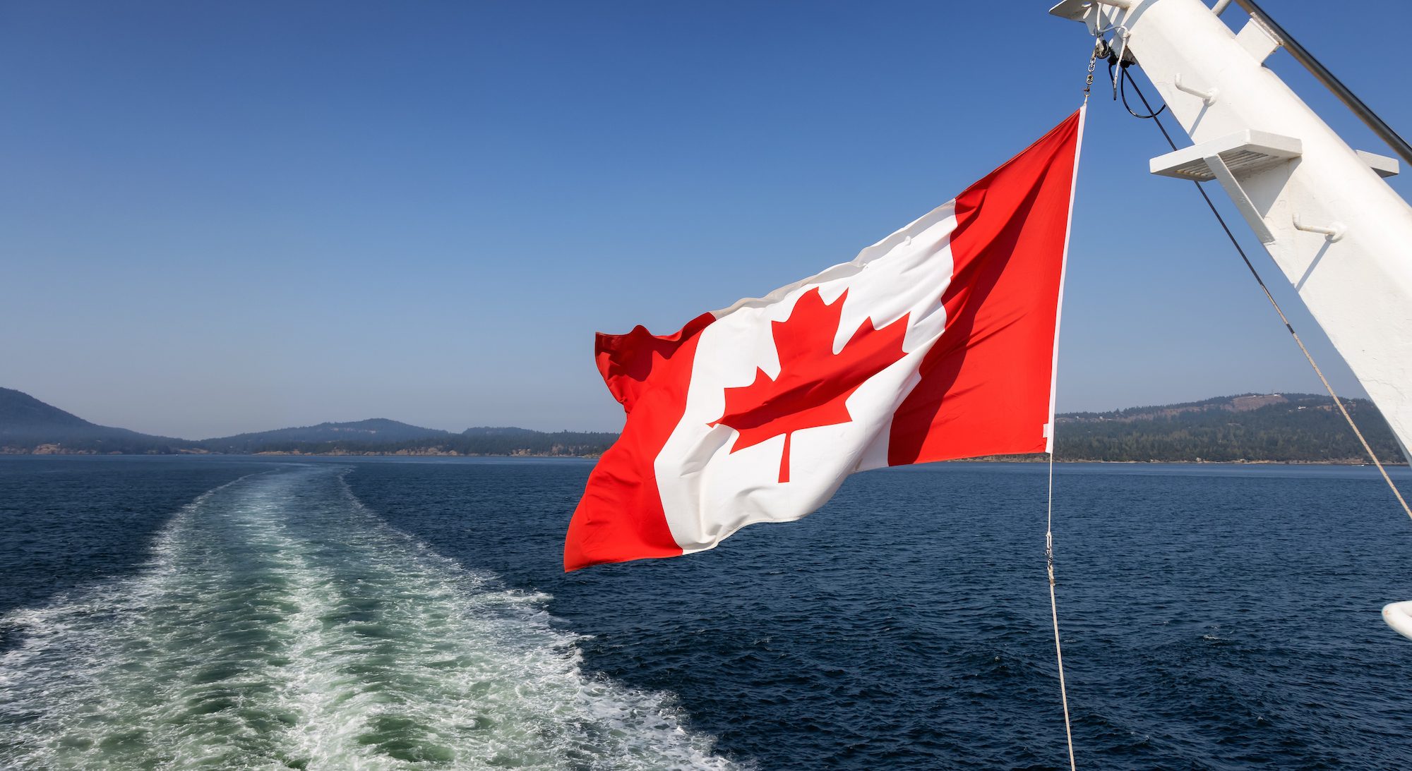 Canadian flag on the stern of a ship