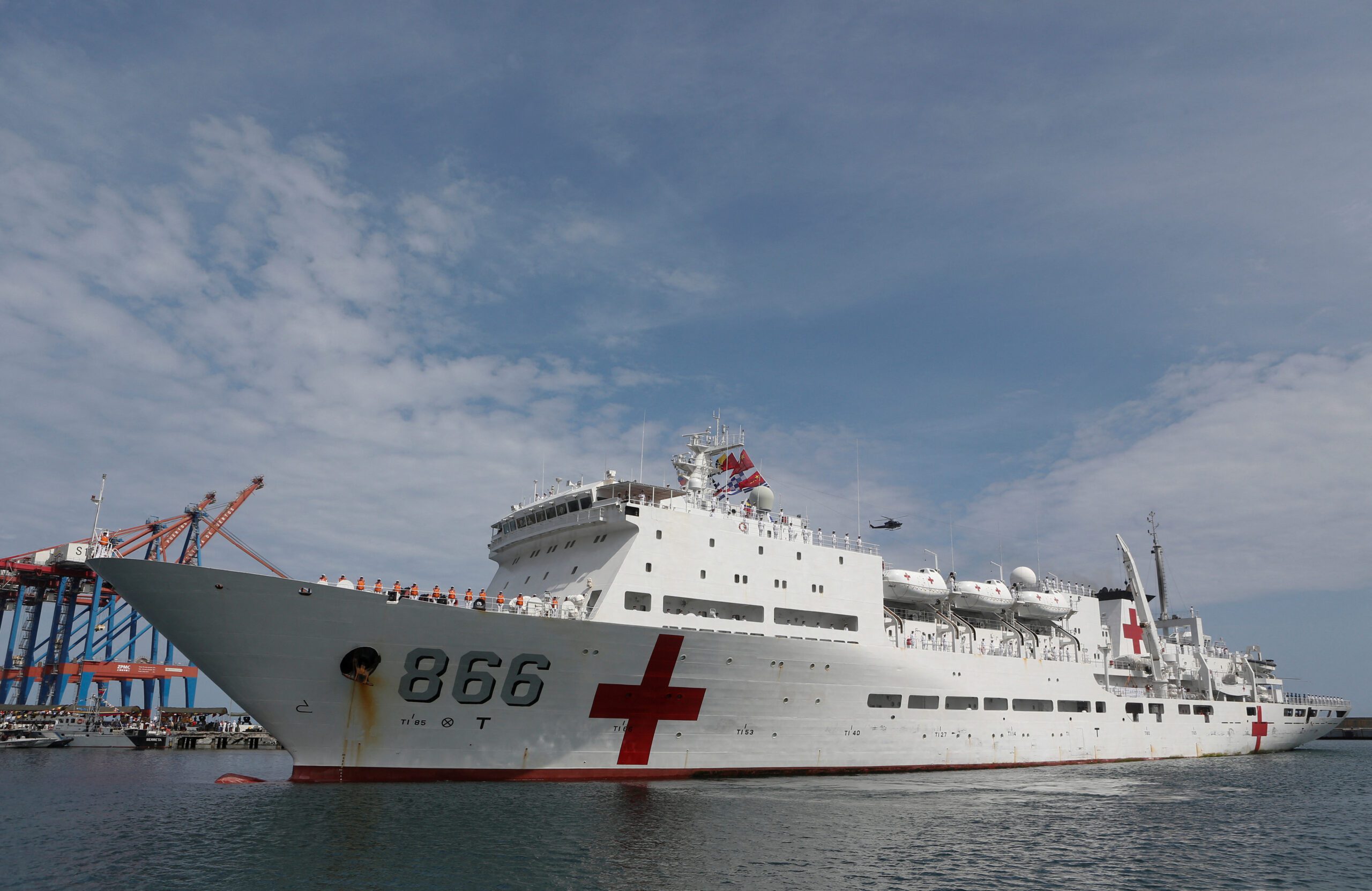 China's People's Liberation Army (PLA) Navy hospital ship Peace Ark, prepares to dock at the port in La Guaira, Venezuela September 22, 2018. REUTERS/Manaure Quintero/File Photo