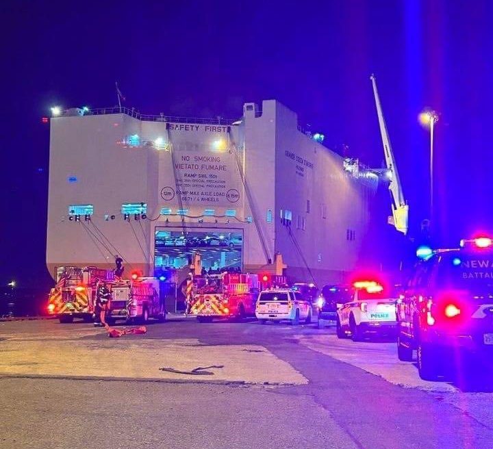 Two Firefighters Killed Battling Car Carrier Fire at Port Newark