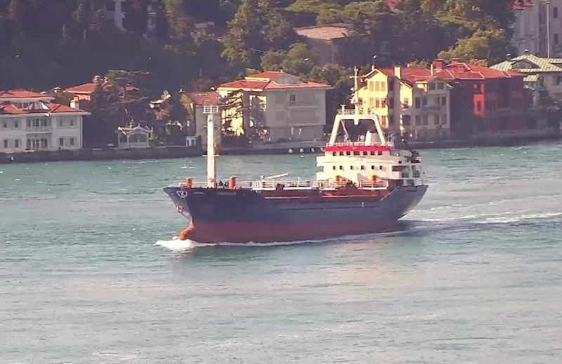 Palau-flagged vessel Sukru Okan transits Bosphorus in Istanbul, Turkey this screen grab from a video taken July 10, 2023. REUTERS/Yoruk Isik