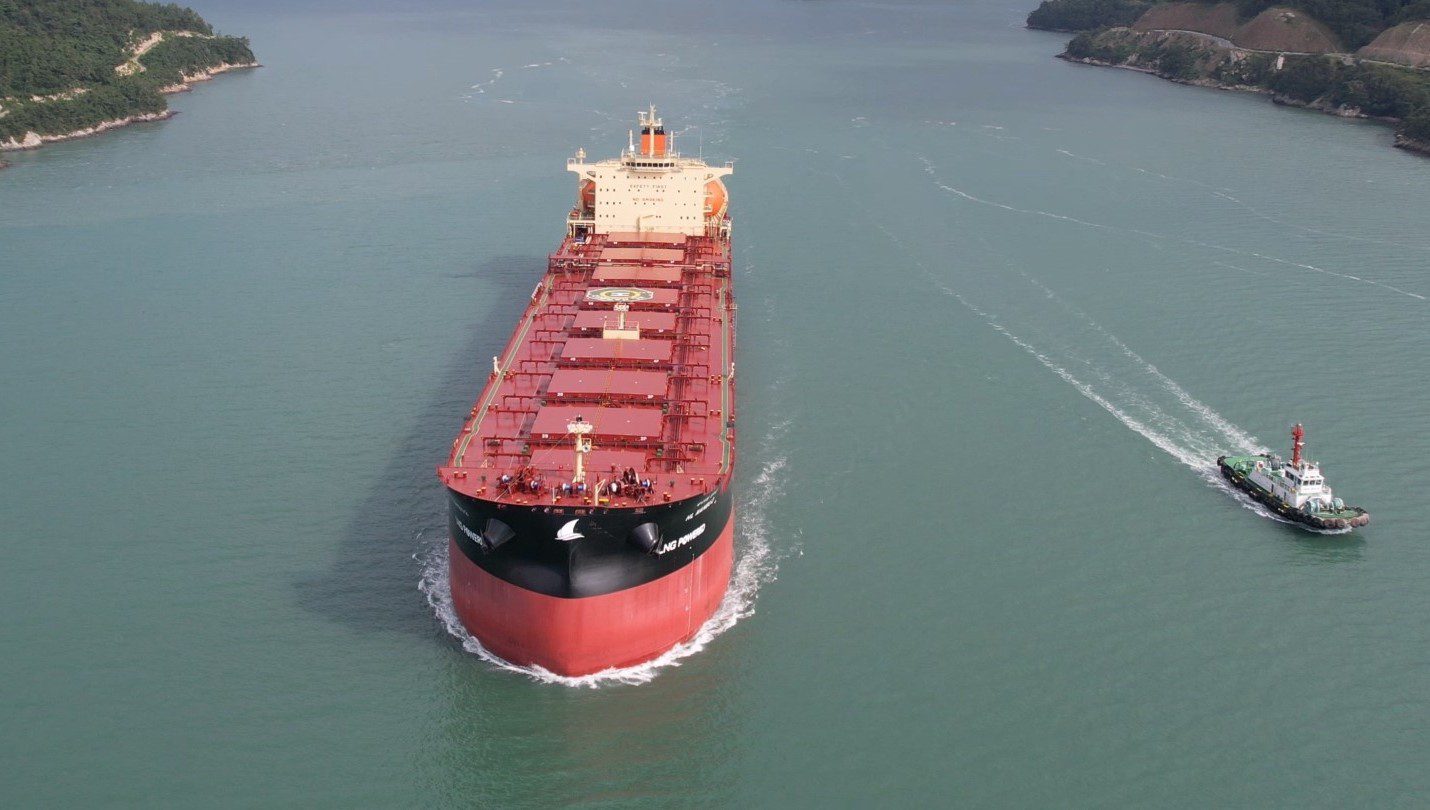 An image of the bulk carrier equipped with the AI-based engine automation system