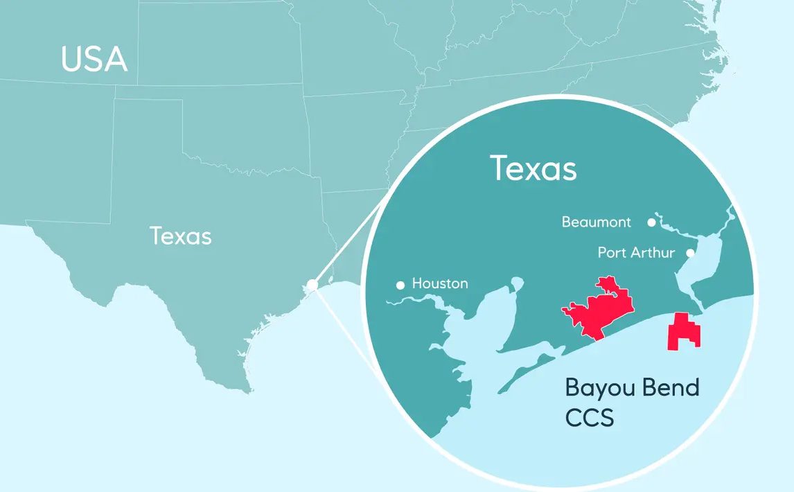 An illustration of the Bayou Bend CCS project map. Image courtesy Equinor