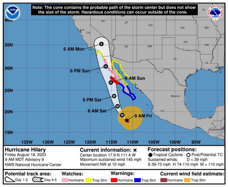 Hurricane Hilary Intensifies as Storm Charts Path to California