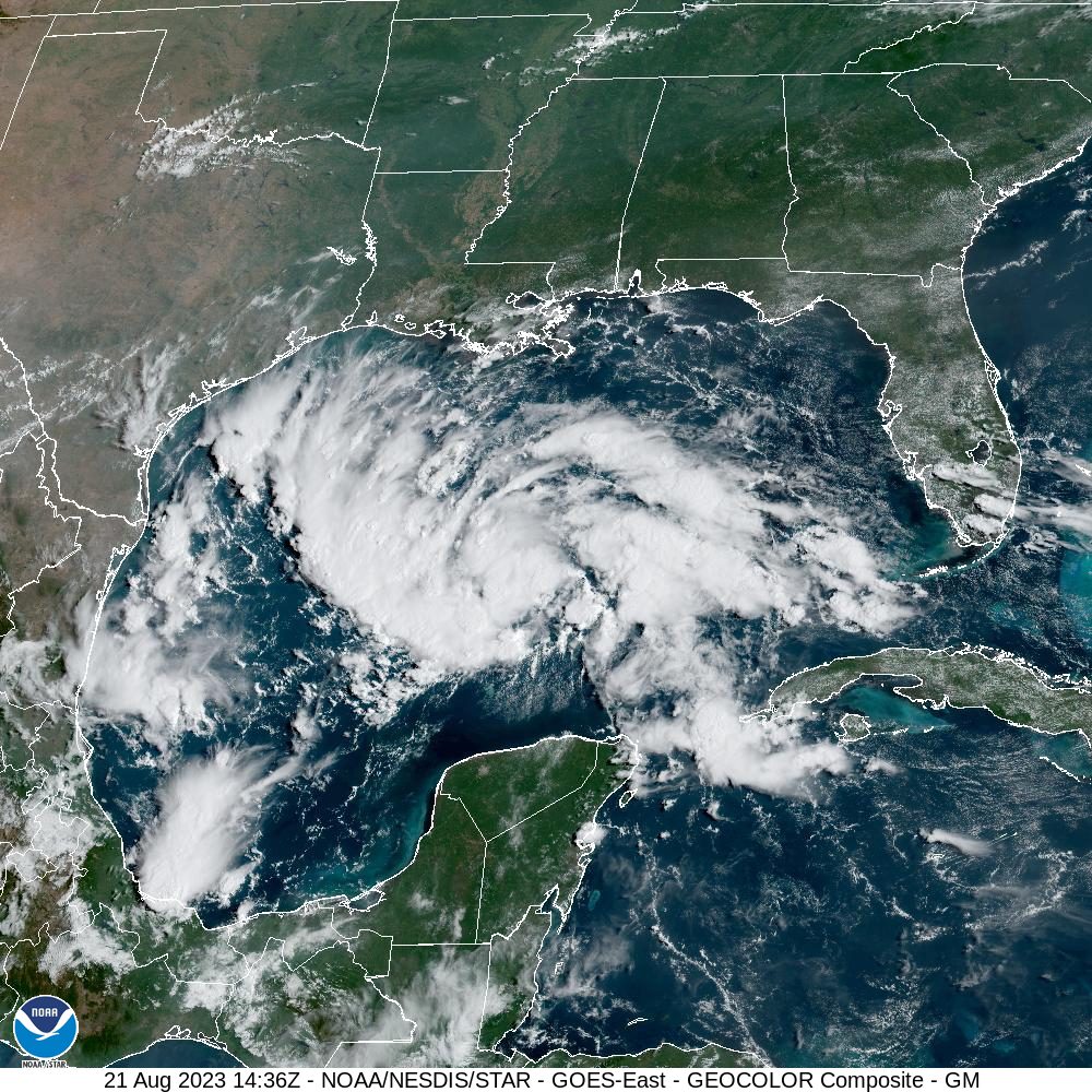 The National Hurricane Center has initiated advisories on Potential Tropical Cyclone Nine, located over the central Gulf of Mexico, at 1000 AM CDT. Image: NWS National Hurricane Center