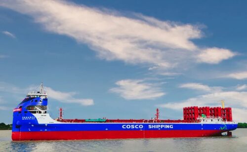 COSCO’s New Electric Container Ship Hits the Water