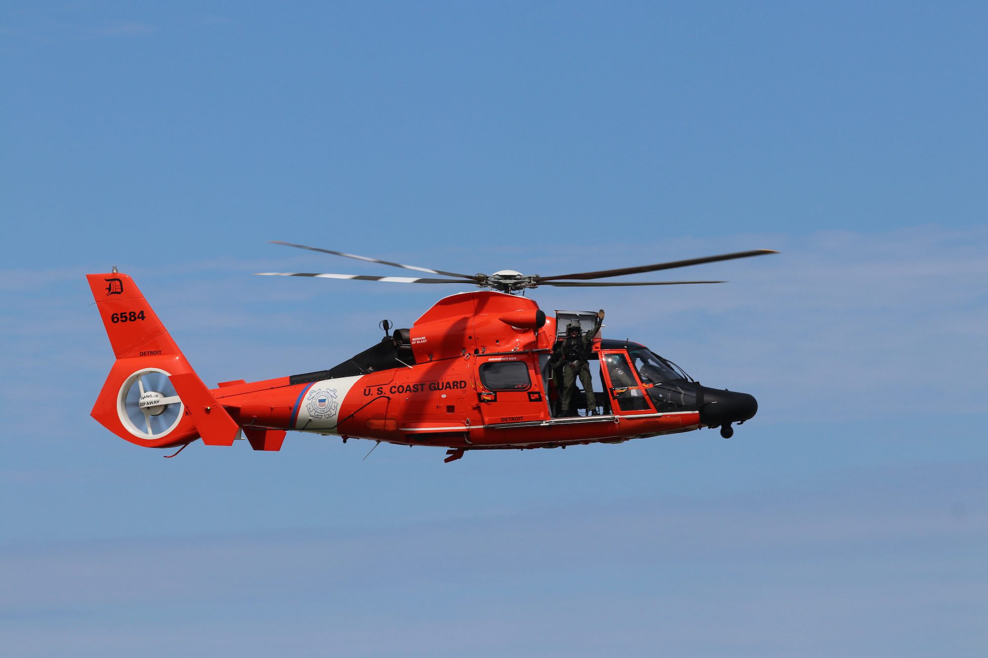 A file photo of a US Coast Guard Jayhawk search and rescue helicopter
