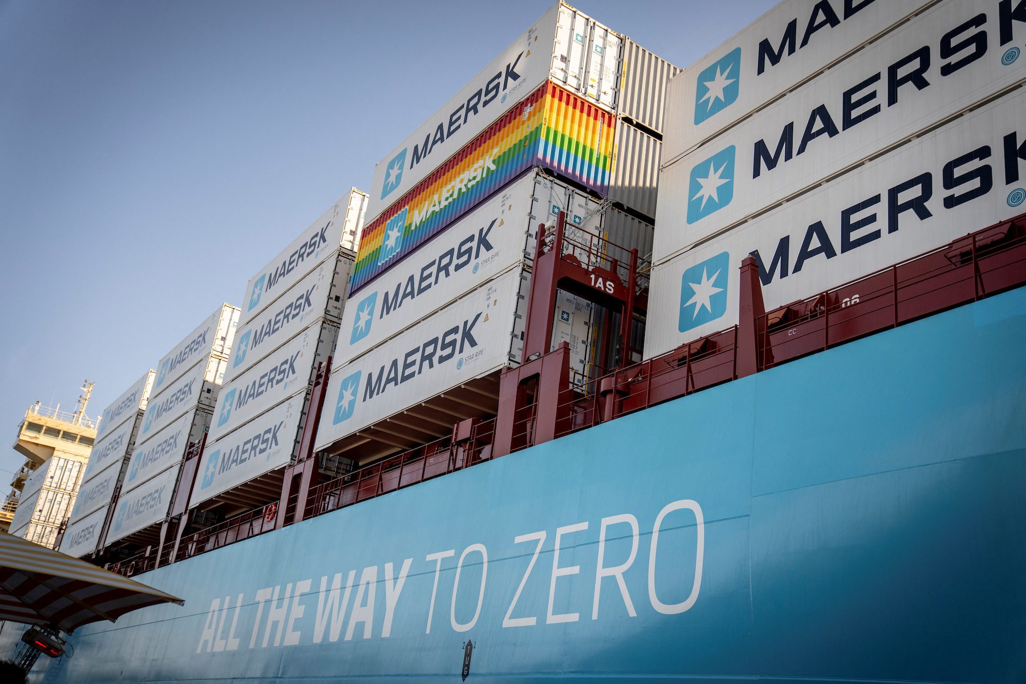 Inauguration of Maersk's first container ship Laura Maersk that sails on green methanol in Copenhagen, Denmark September 14, 2023. Ritzau Scanpix/ Mads Claus Rasmussen via REUTERS