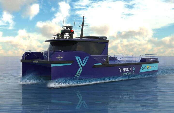 Singapore's first electric cargo vessel. Photo courtesy of YGT.