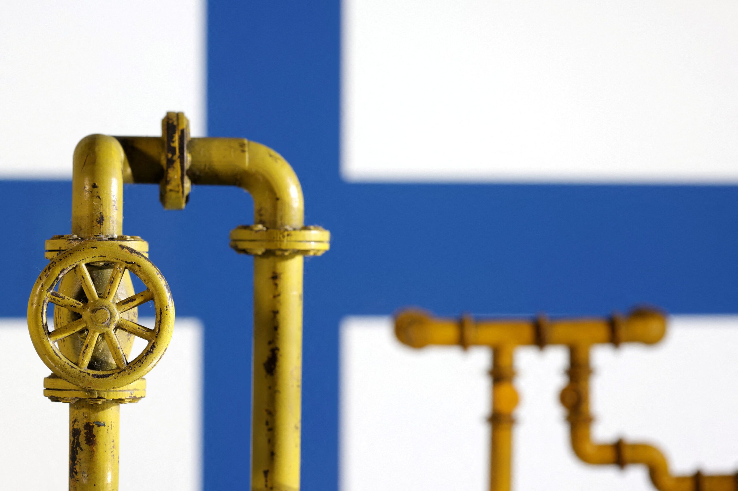Illustration shows natural gas pipeline and Finland flag. REUTERS/Dado Ruvic/Illustration/File Photo
