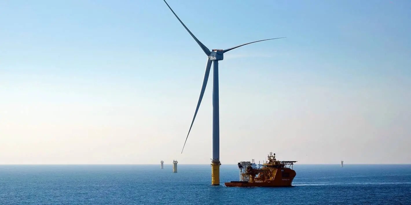 The first offshore wind turbine at the Dogger Bank wind farm
