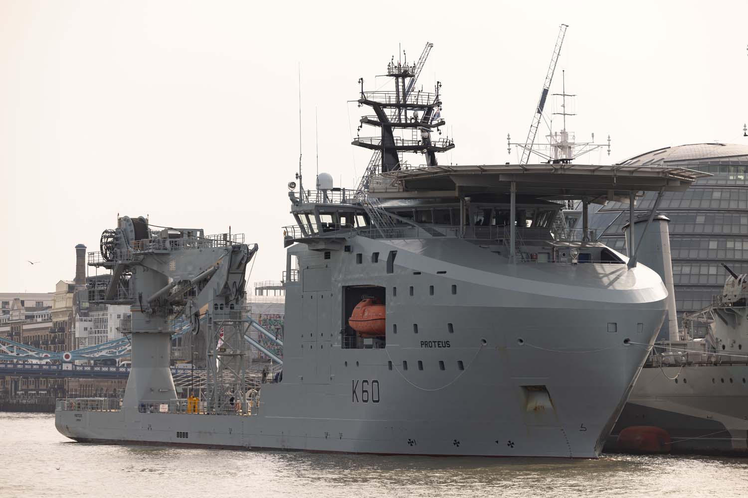 RFA Proteus alongside HMS Belfast in London, October 9, 2023. UK Royal Navy Photo