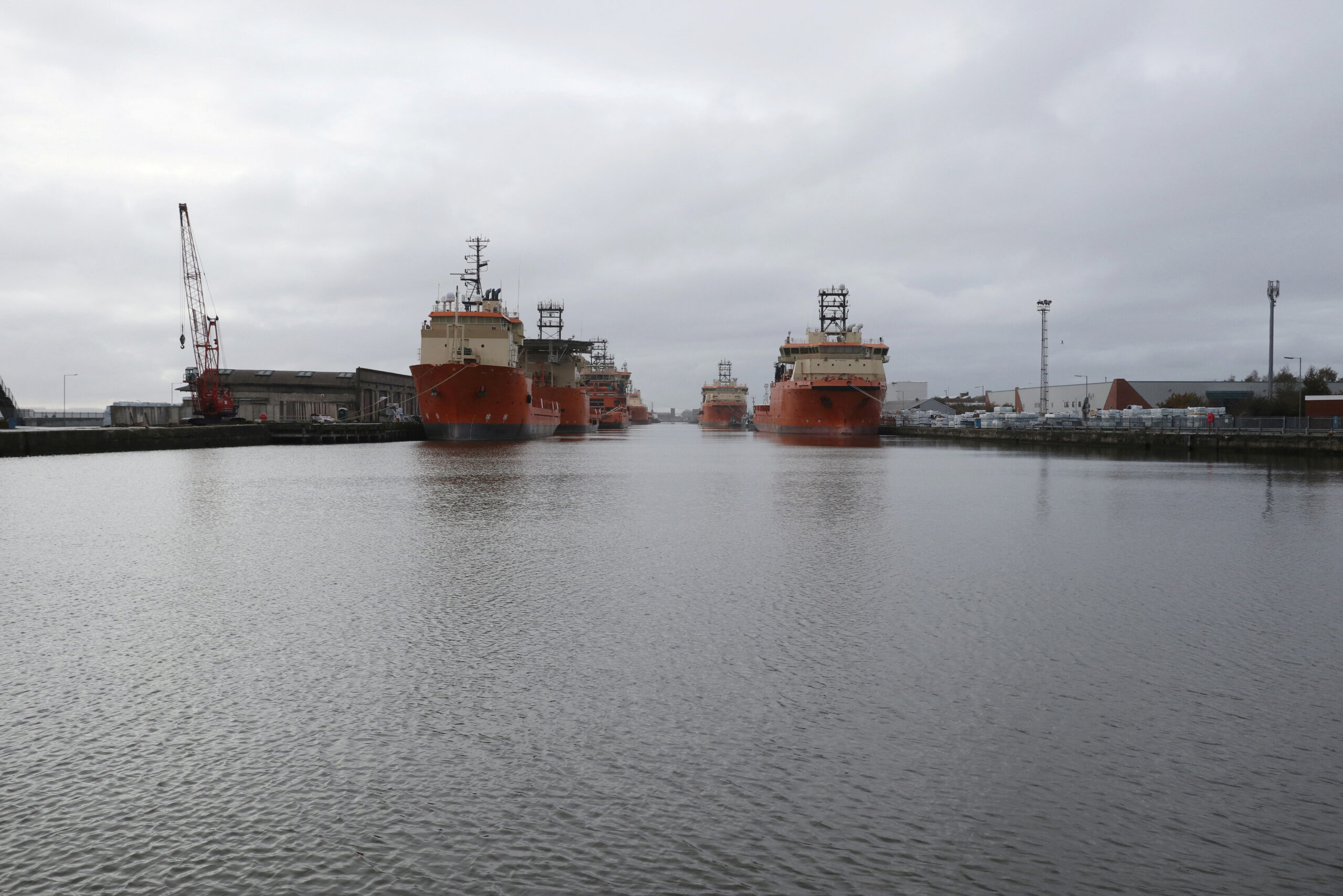 Vessels that are used for towing oil rigs in the North Sea are moored up at William Wright docks in Hull. REUTERS/Russell Boyce