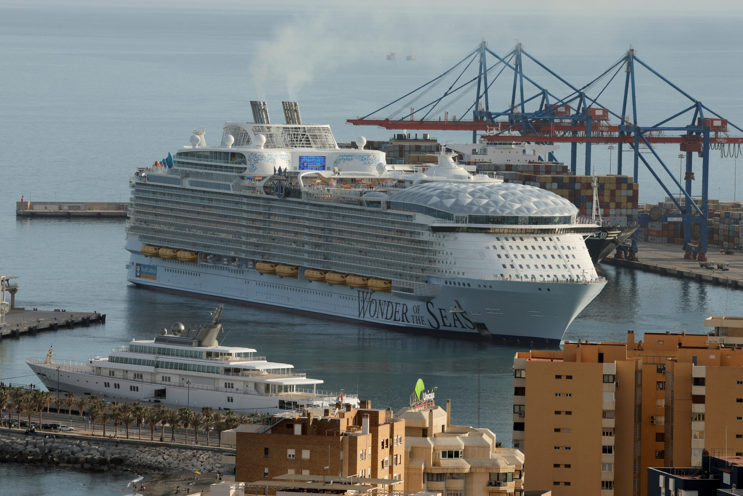 The 'Wonder of the Seas' cruise ship leaves a port in Malaga. REUTERS/Jon Nazca