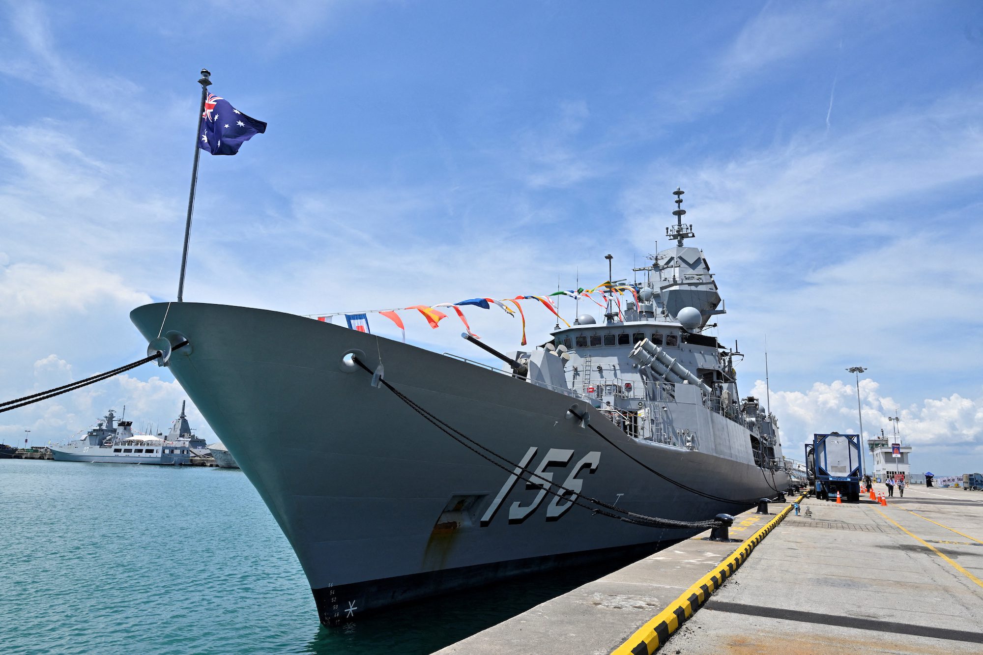 FILE PHOTO: Royal Australian Navy vessel, HMAS Toowoomba, is docked at Changi Naval Base at the display of warships during IMDEX Asia 2023, a maritime defence exhibition in Singapore May 4, 2023. REUTERS/Caroline Chia/File Photo