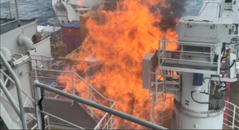 Engine room fire on board MPV Everest, Southern Ocean, 5 April 2021. Photo: ATSB