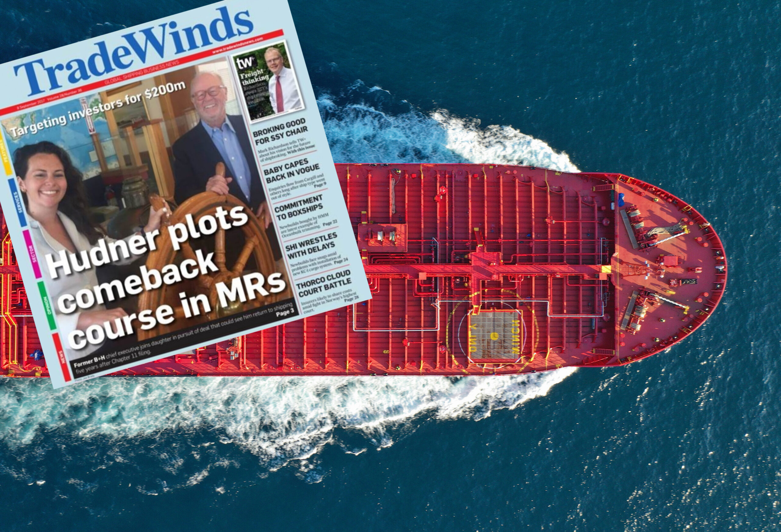 B+H Shipping's Michael Hudner on the cover of Tradewinds.
