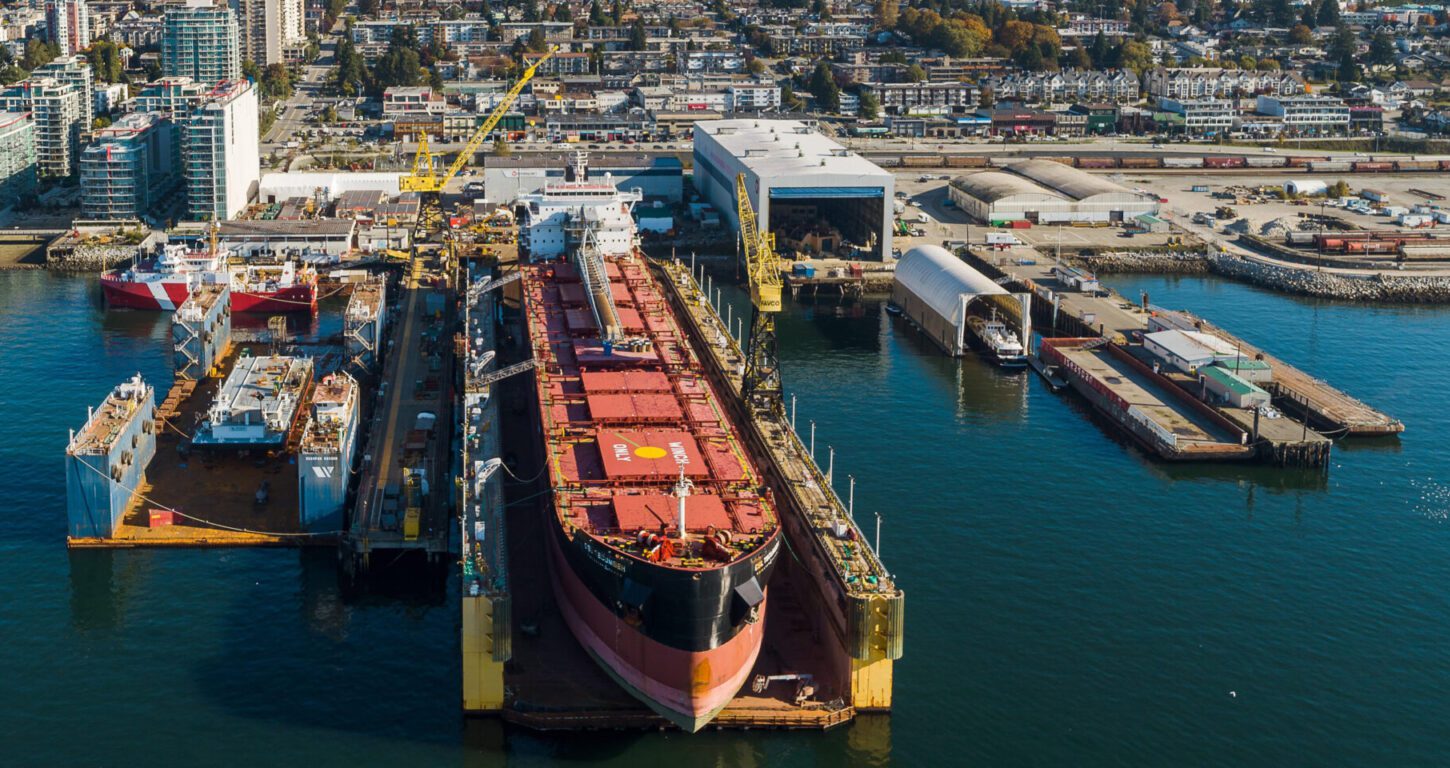 Aerial photo of Seaspan Shipyard's Vancouver Drydock