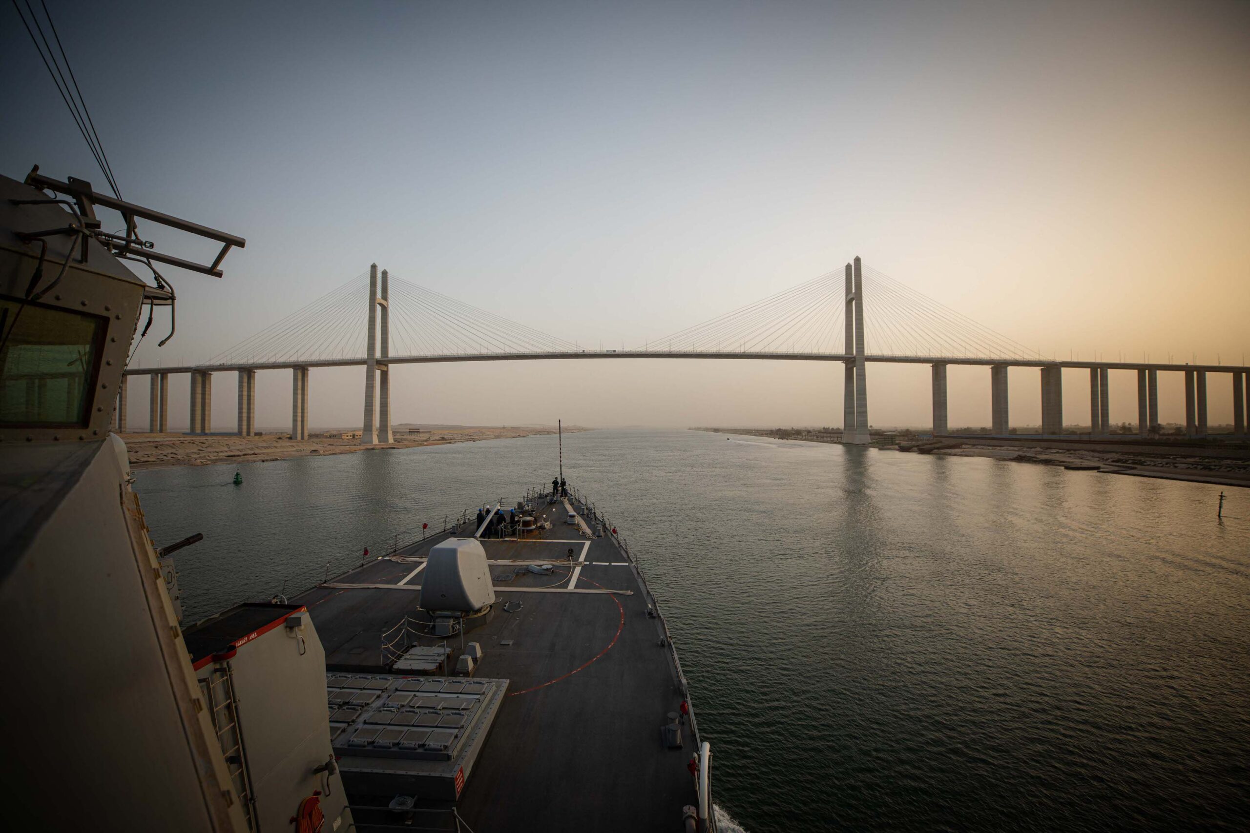 US Navy Ship USS Carney transiting the Suez Canal