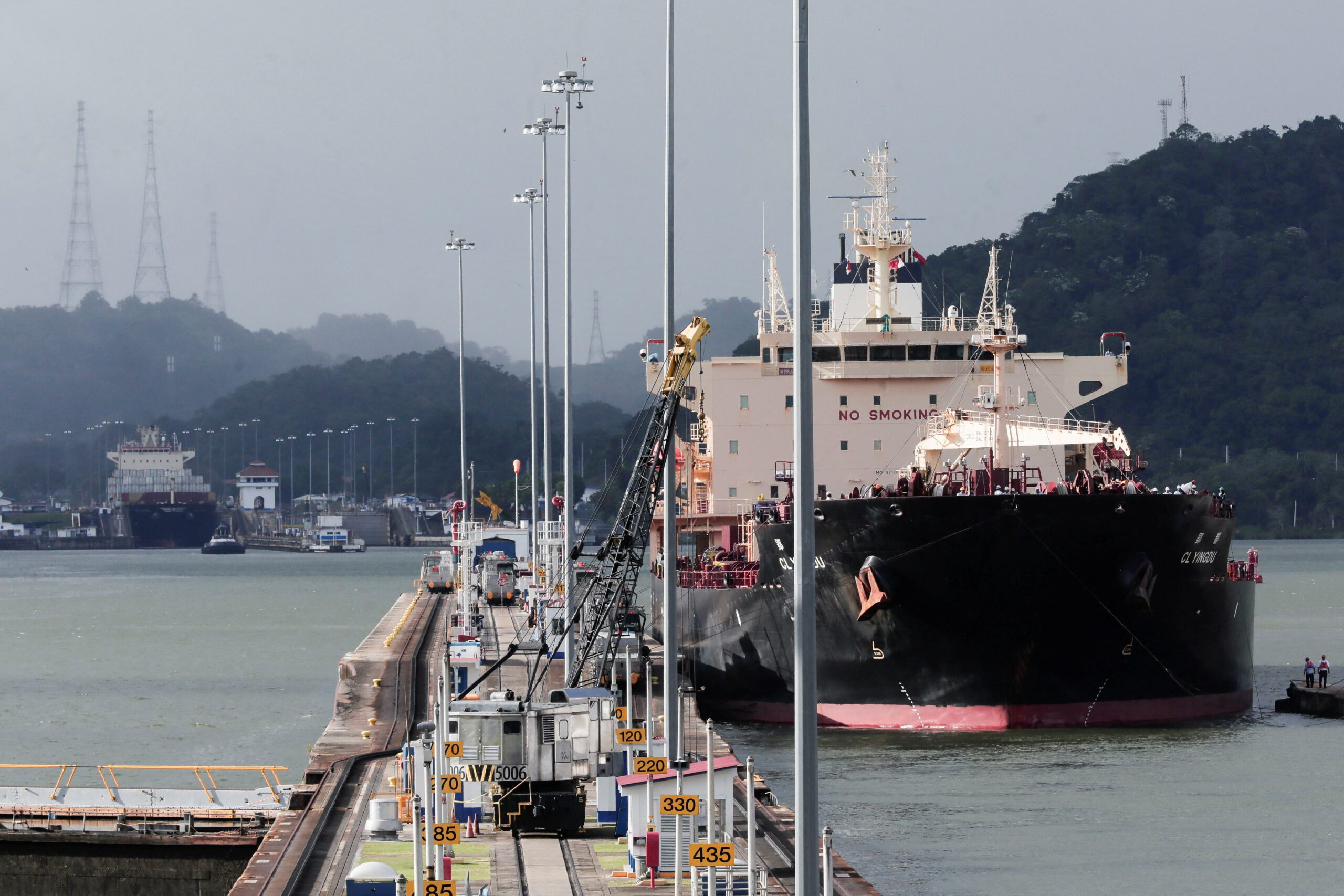 Vessels transit through the Panama Canal, on the outskirts of Panama City. REUTERS/Roberto Cisneros