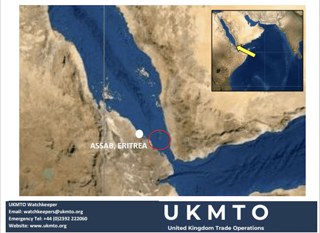 A map provided by the UK Maritime Trade Operations (UKMTO) office showing the approximate location of the January 2nd attack. Photo courtesy UKTMO