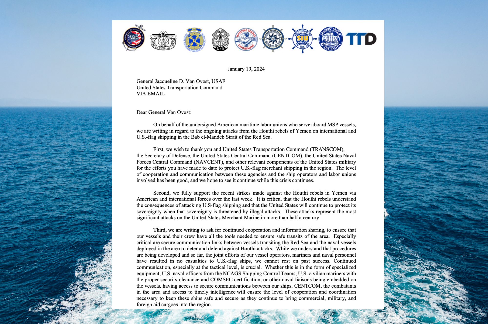 Maritime Unions Urge TRANSCOM for Enhanced Communication in Red Sea