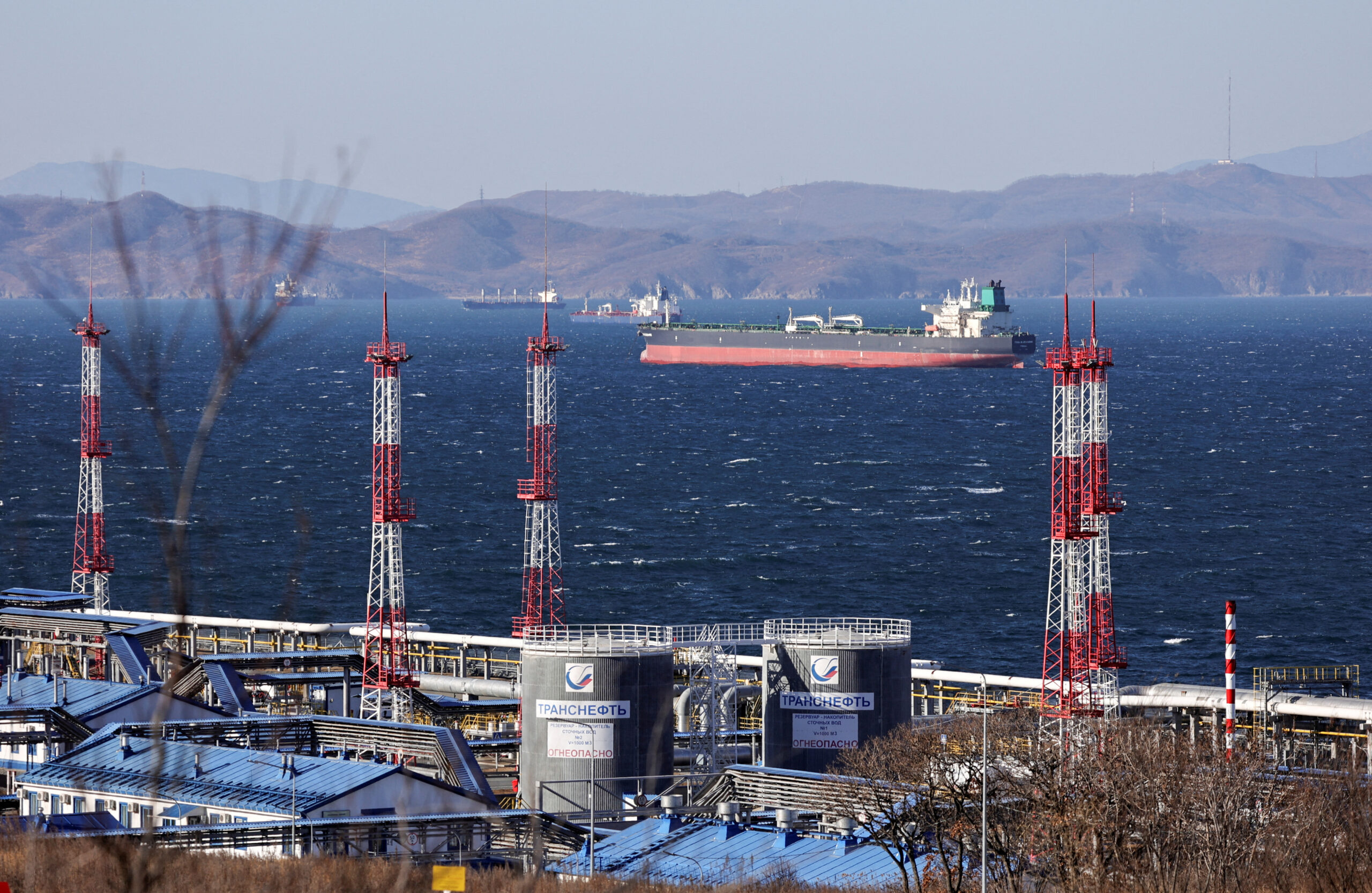 Fuga Bluemarine crude oil tanker lies at anchor near the terminal Kozmino in Nakhodka Bay. REUTERS/Tatiana Meel