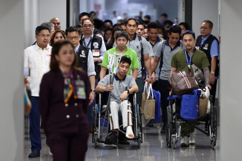 Filipino seafarers who survived the deadly Houthi attack on the commercial ship True Confidence arrive at Manila International Airport, in Pasay, Metro Manila, Philippines, March 12, 2024. REUTERS/Eloisa Lopez