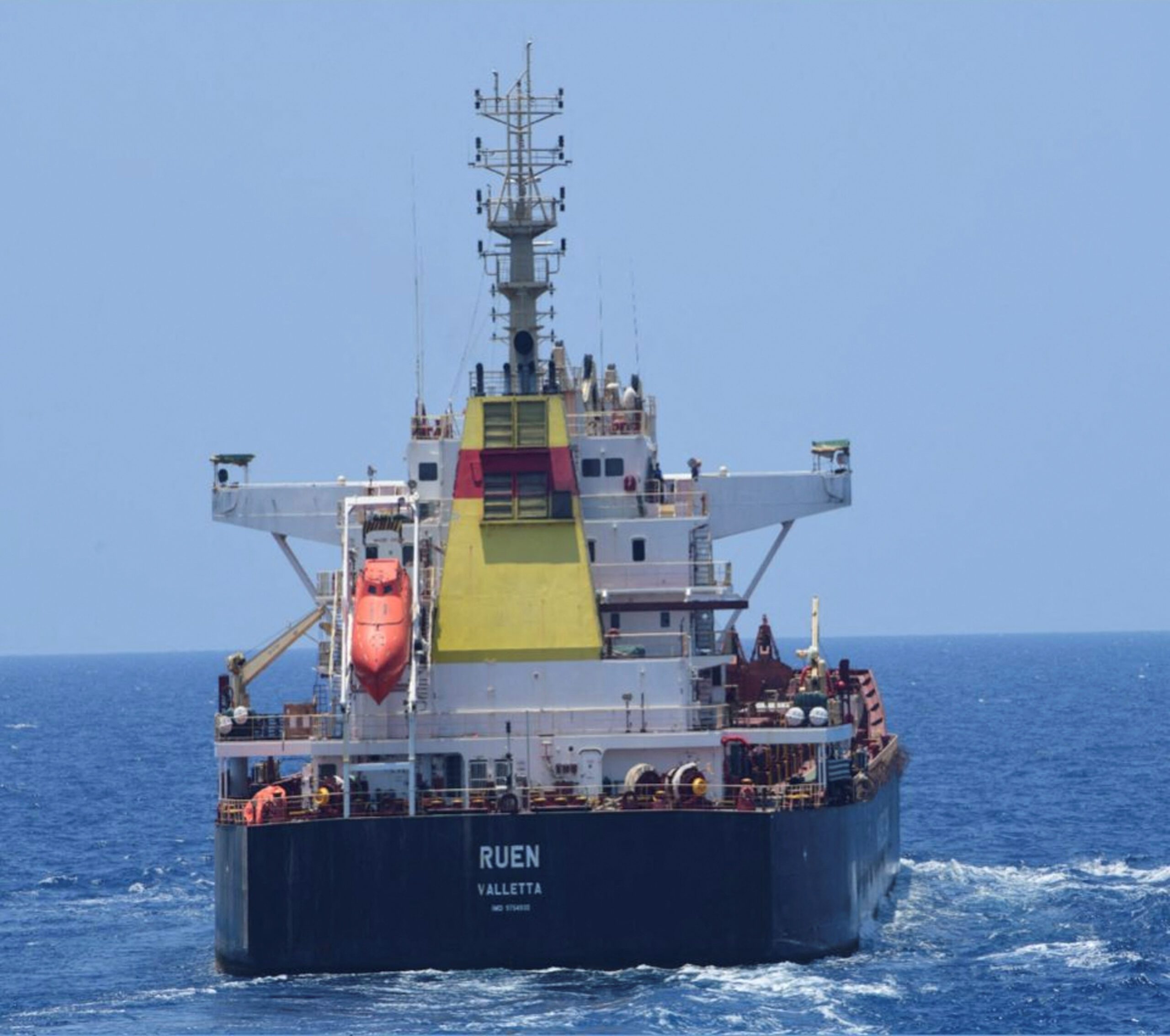 Maltese-flagged bulk cargo vessel Ruen intercepted by the Indian Navy. Handout via REUTERS