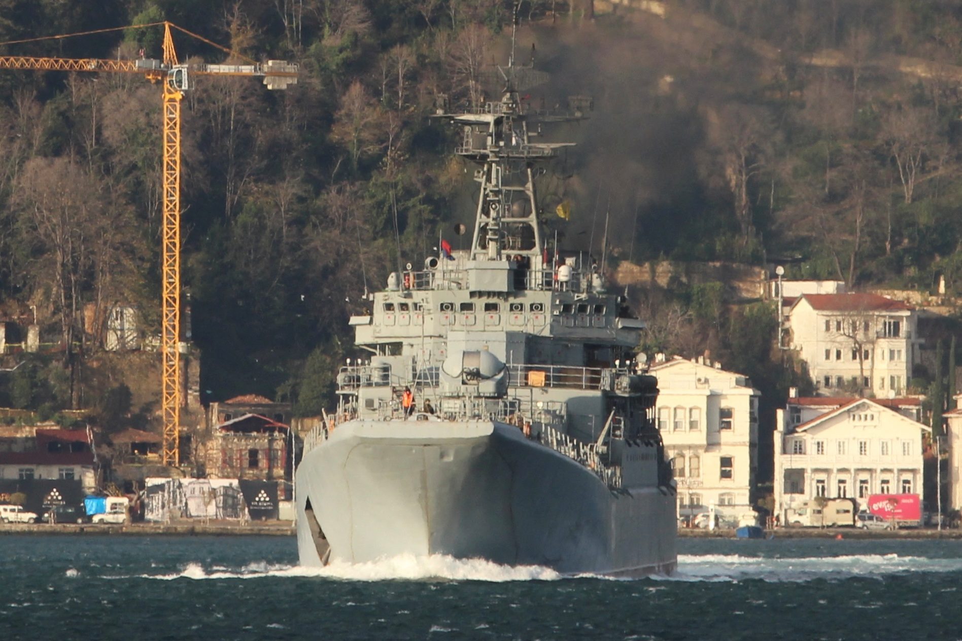 The Russian Navy landing ship Yamal sets sail in Istanbul's Bosphorus. REUTERS/Yoruk Isik