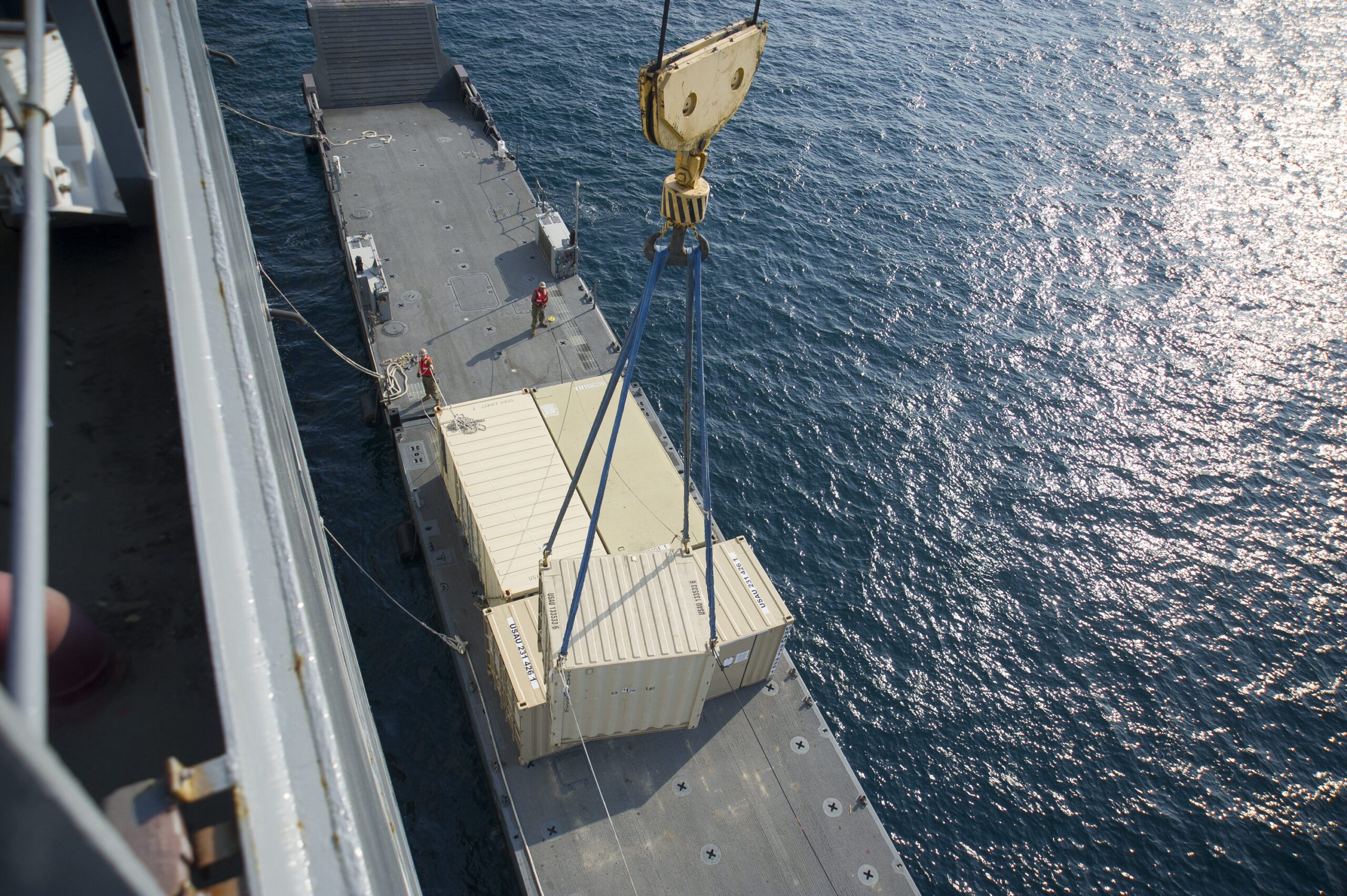 US Navy photo of Joint Logistics Over the Shore (JLOTS) barge