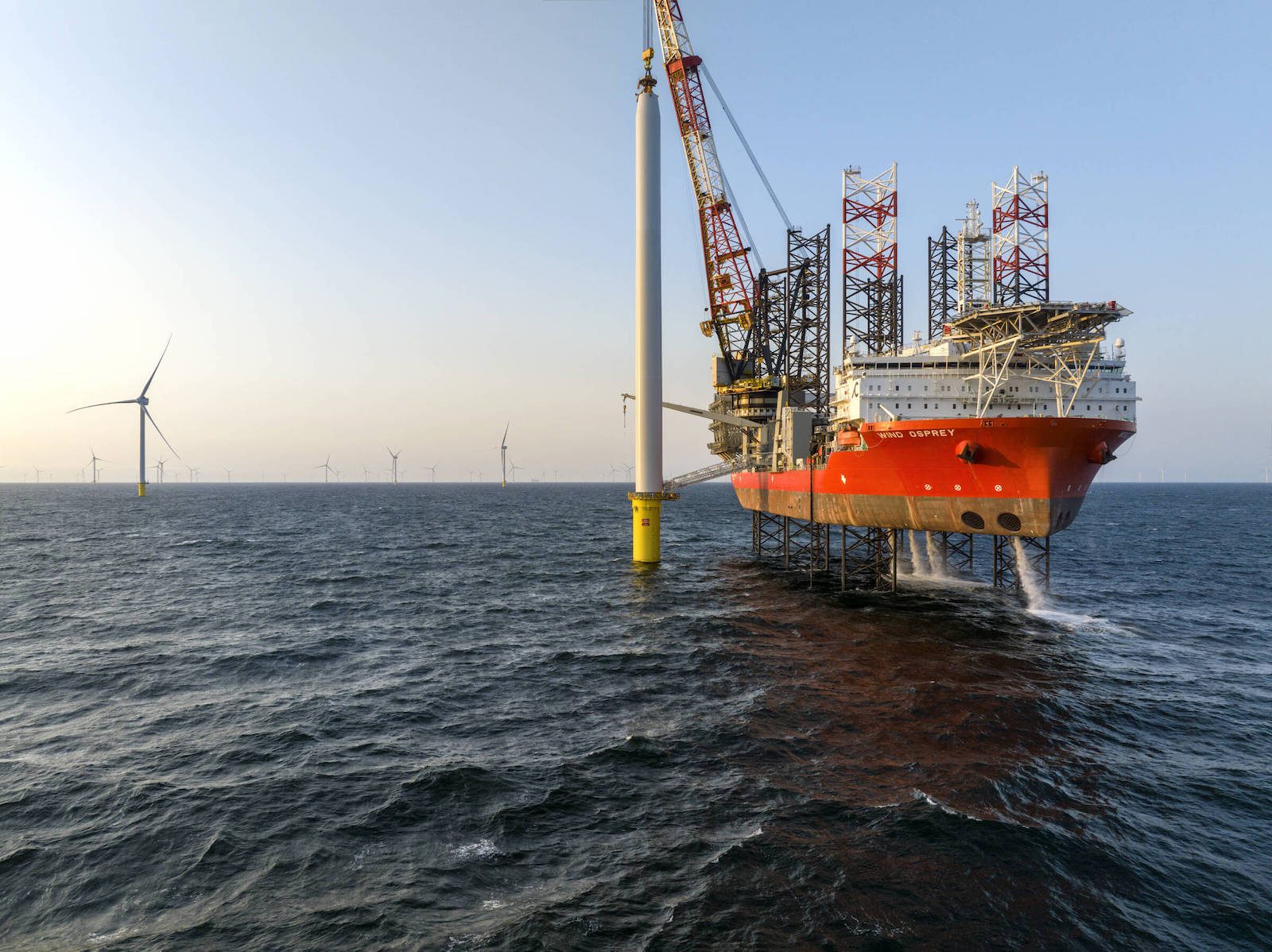 Wind Osprey offshore wind installation vessel installing offshore wind turbines