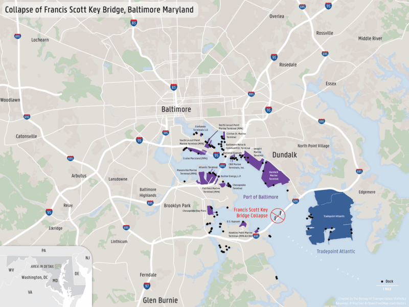 Mappa del porto di Baltimora