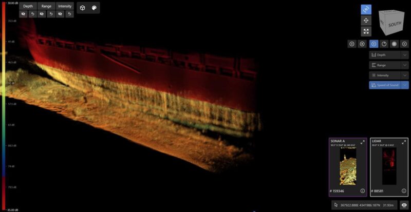 Imagen de estudio submarino que muestra el MV Dali