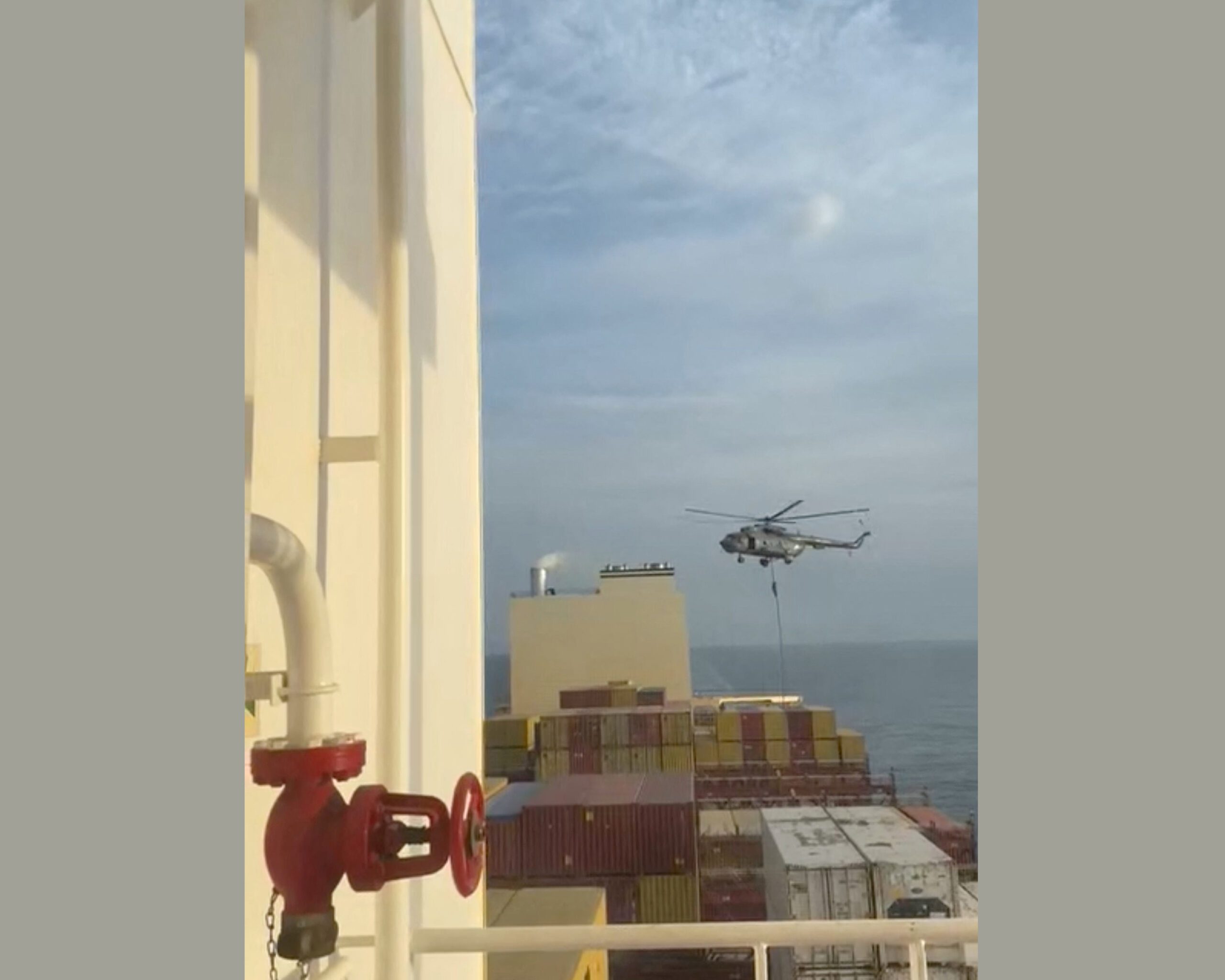 MSC Ship boarded by Iran Navy Helicopter