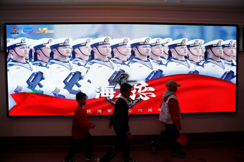 PLAN sailors on a billboard in China