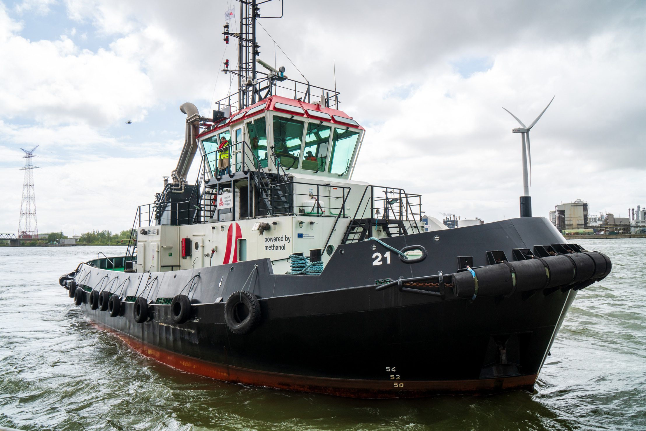 The world's first methanol-powered tug, Methatug. Photo courtesy Port of Antwerp-Bruges