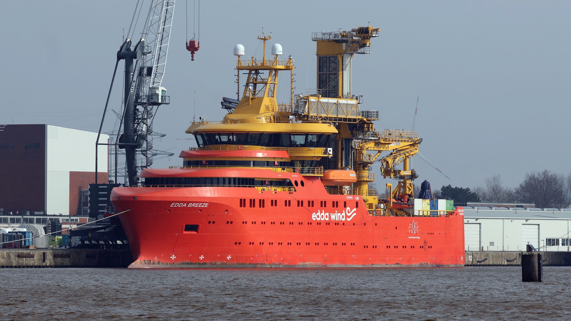 The offshore supply ship Edda Breeze at the Port of Emden on March 10, 2024. Photo: Shutterstock/MartinLueke