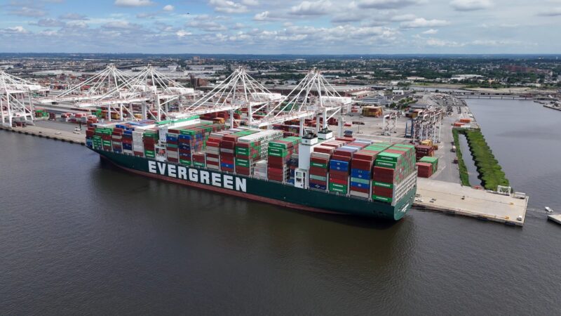 The M/V Ever Forever becomes the first "big ship" to call at the Port of Baltimore's Seagirt Marine Terminal since the March 26, 2024, collapse of the Francis Scott Key Bridge. Photo taken June 13, 2024. Photo courtesy Port of Baltimore 