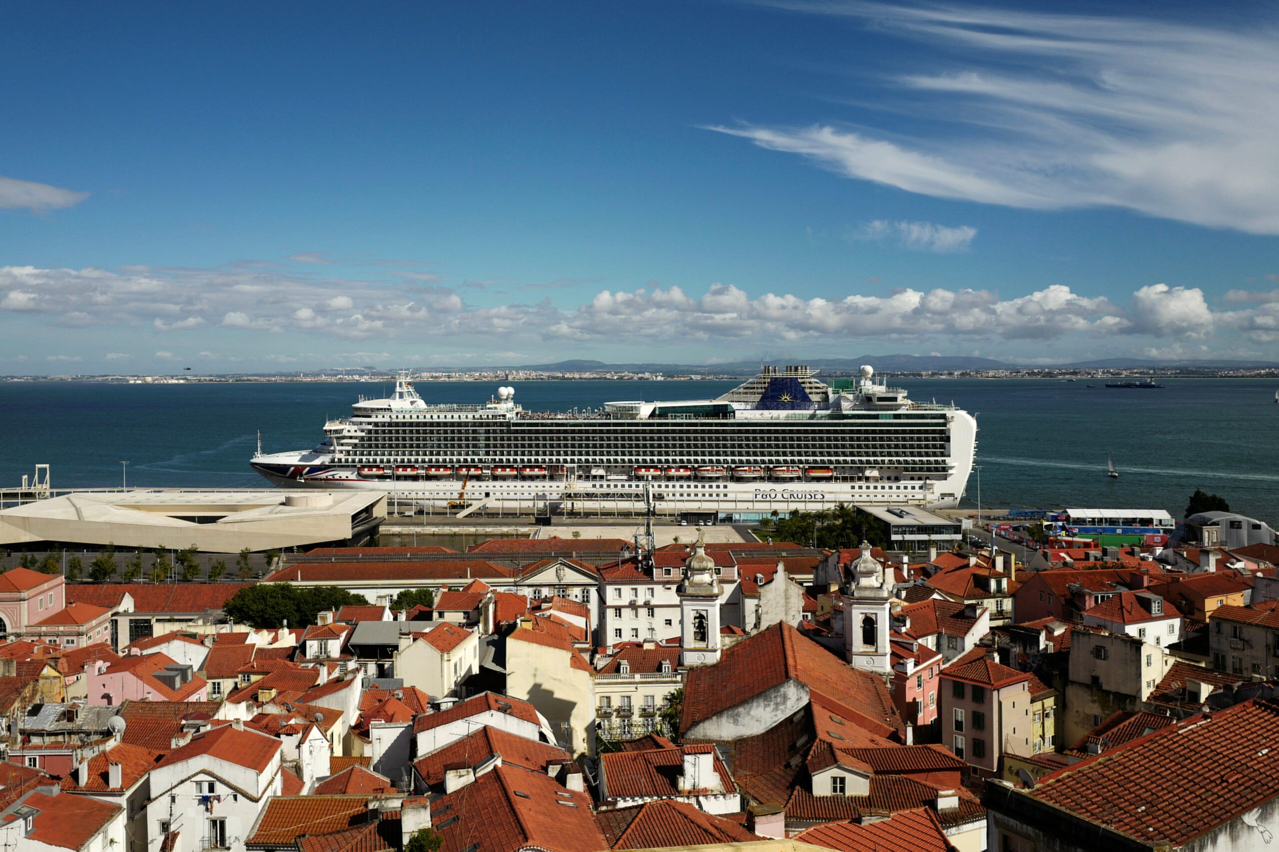 A cruise is seen in the Cruise Port of Lisbon, Portugal, June 26, 2024. REUTERS/Pedro Nunes