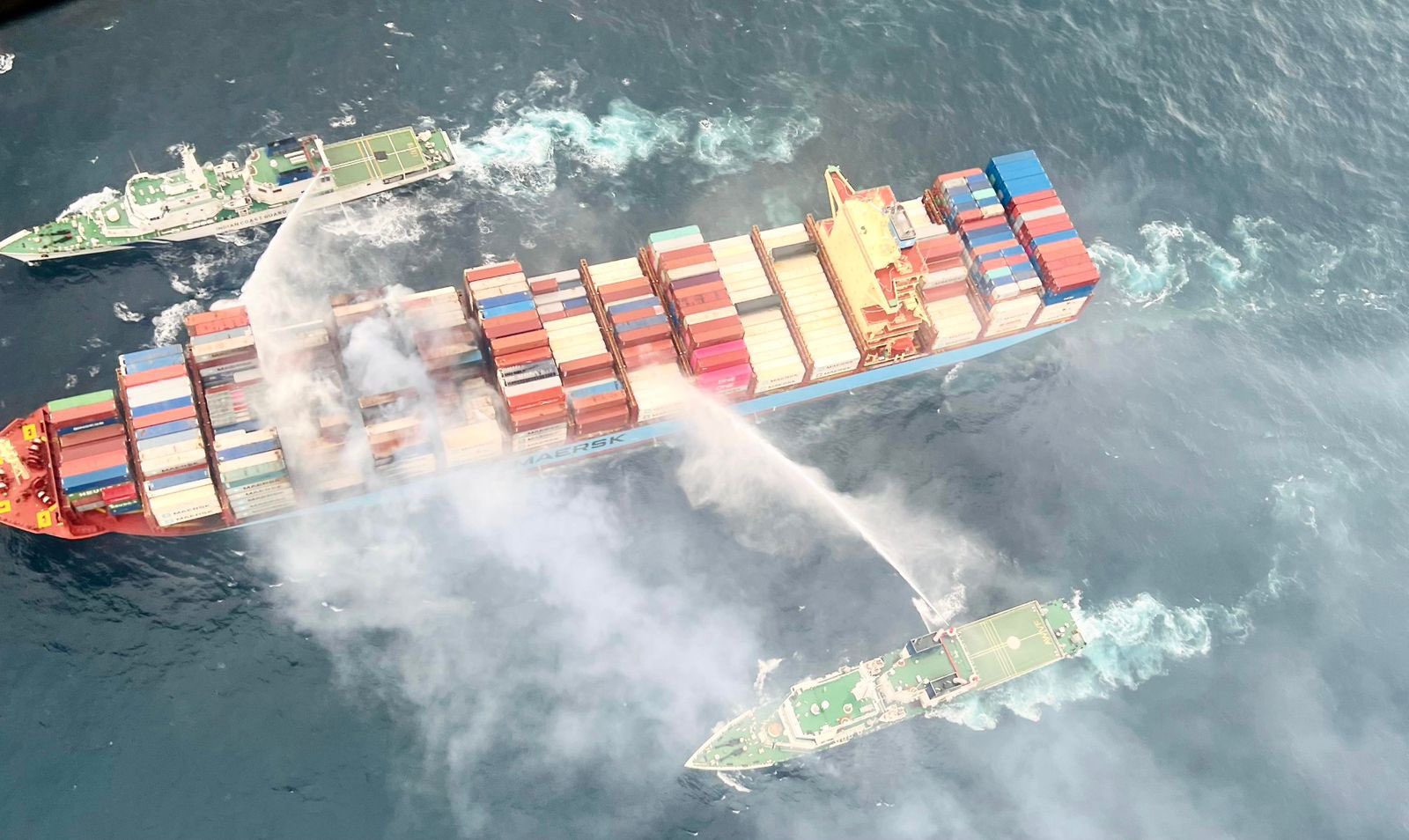 A photo of the Maersk Frankfurt released by the Indian Coast Guard on July 20, 2024.