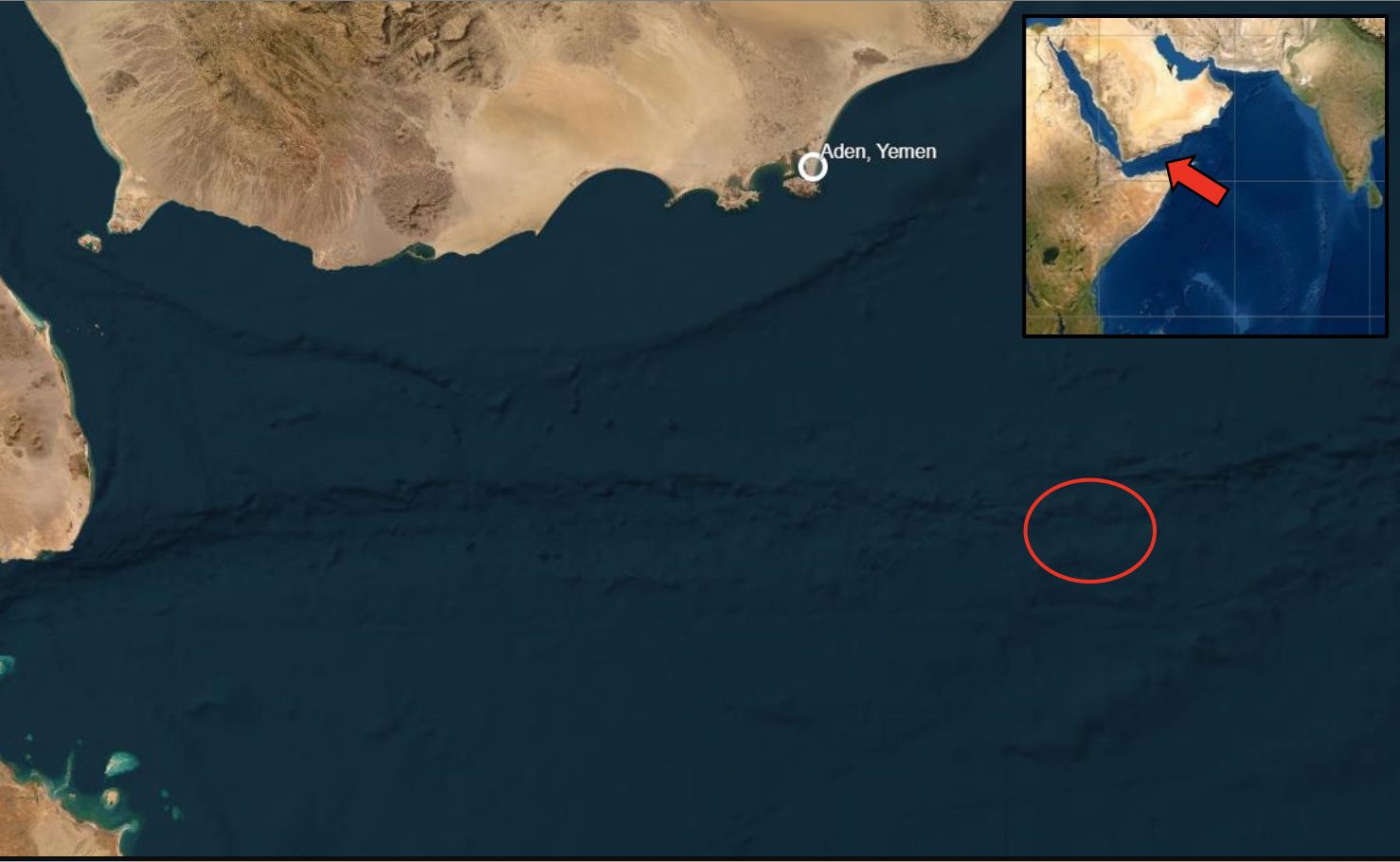 UKMTO map showing the location of Friday's attack in the Gulf of Aden. Map courtesy UKMTO