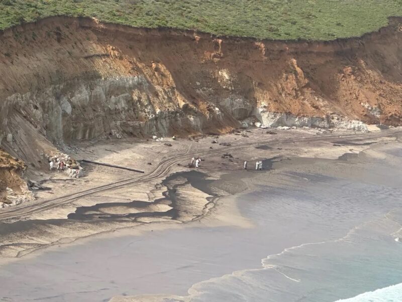 Oil washed up on beaches near the wreck of the MV Ultra Galaxy on the west coast of South Africa. Photo courtesy SAMSA