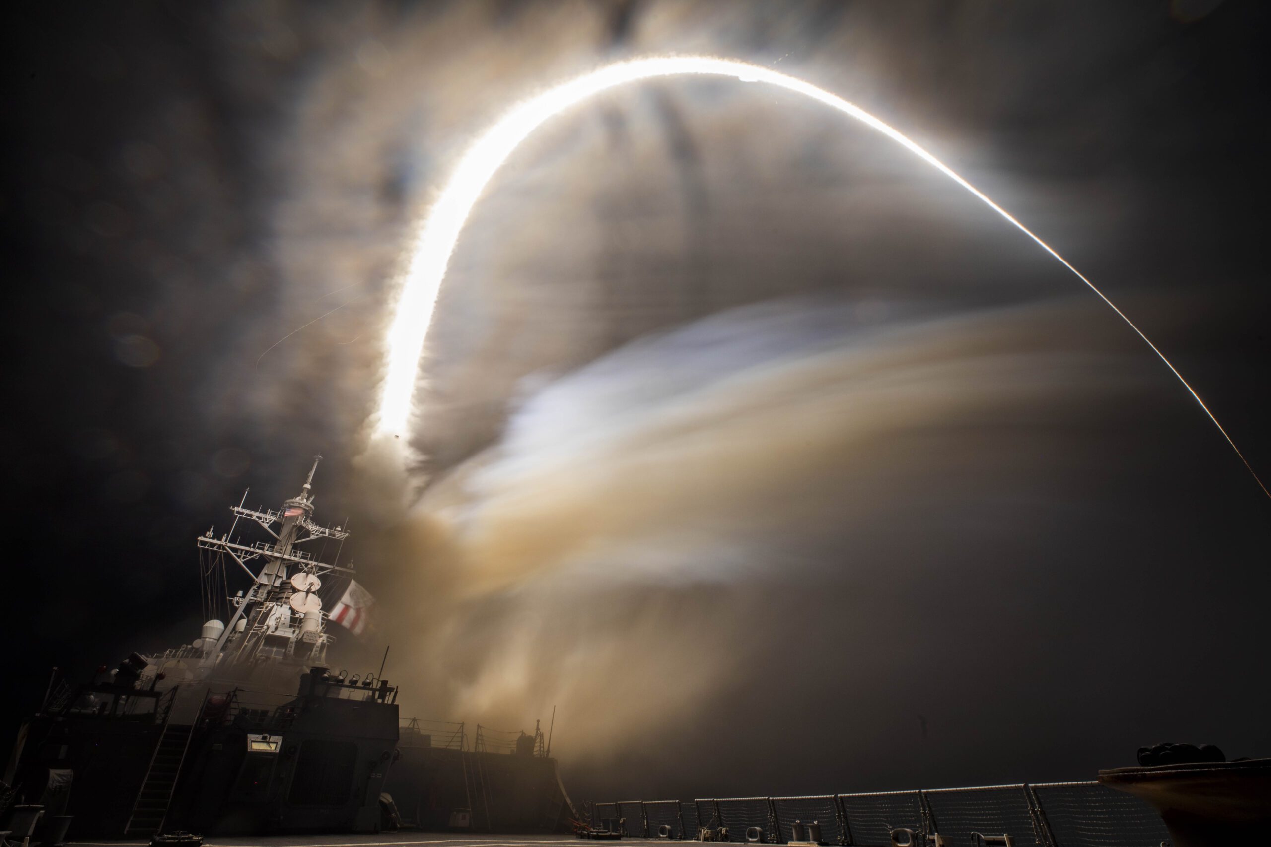 The guided-missile destroyer USS Carney (DDG 64) launches land attack missiles while operating in the U.S. Naval Central Command area of operations, Feb. 3, 2024. U.S. Navy Photo