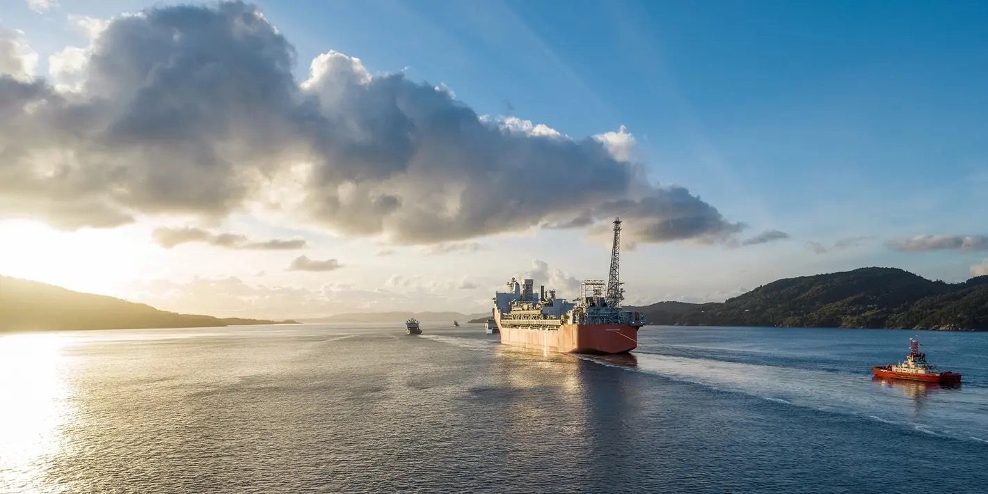 Drone photo of Johan Castberg FPSO en route to the Barents Sea