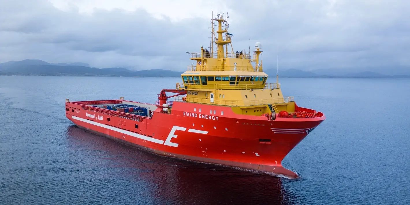 The 'Viking Energy' platform supply vessel at sea