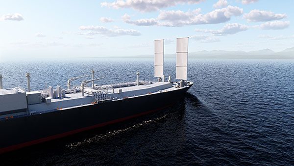 Illustration of the wind-assisted LNG carrier concept approved by ClassNK