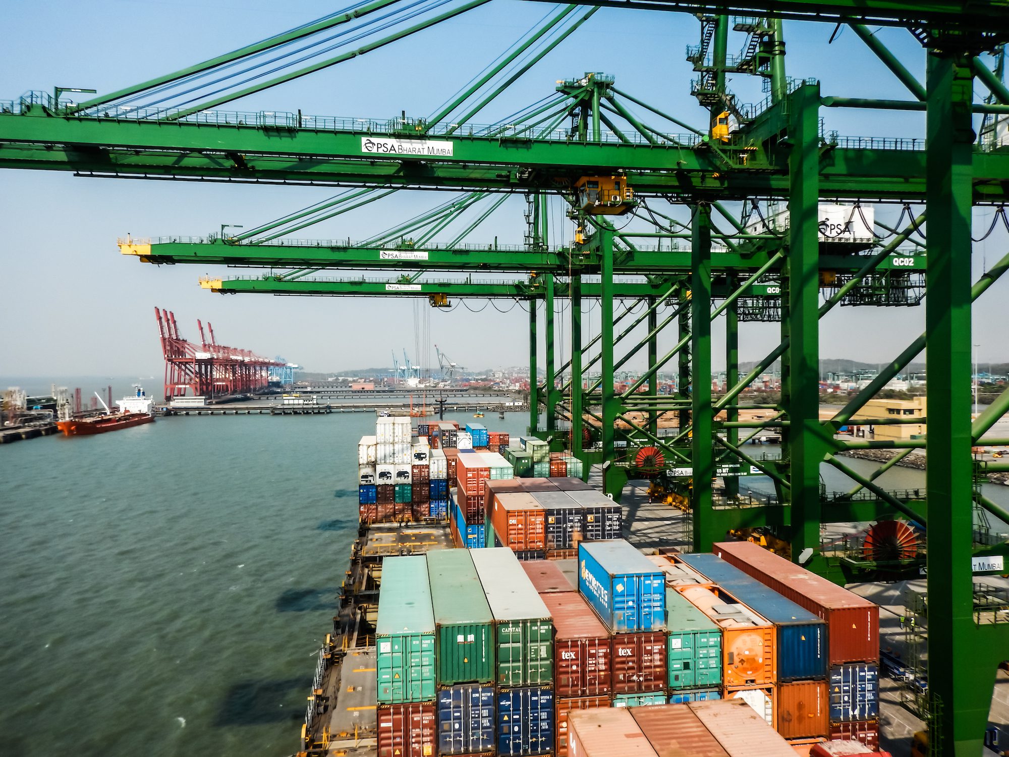 Container terminal at Mumbai Port, India